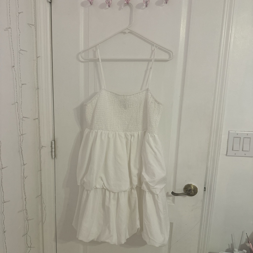 Coquette White bubble dress tiered mini